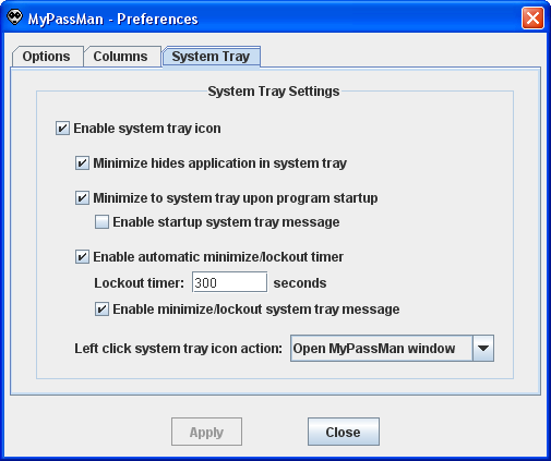 Sample image of MyPassMan preferences window